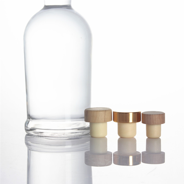 Empty 750ml 700ml 500ml round super flint spirits alcohol whiskey rum vodka gin glass bottle with cork screw cap