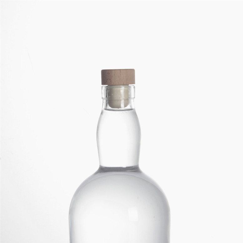 Empty 750ml 700ml 500ml round super flint spirits alcohol whiskey rum vodka gin glass bottle with cork screw cap