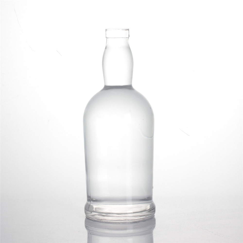 Empty 750ml 700ml 500ml round super flint spirits alcohol whiskey rum vodka gin glass bottle with cork screw cap