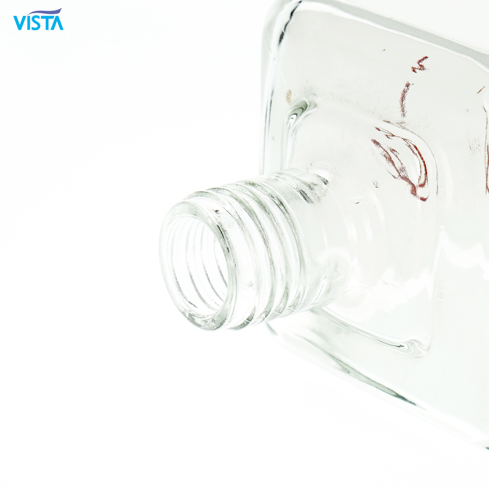 Empty 750ml High Flint Square Shape Vodka Screw Printing Glass Bottle