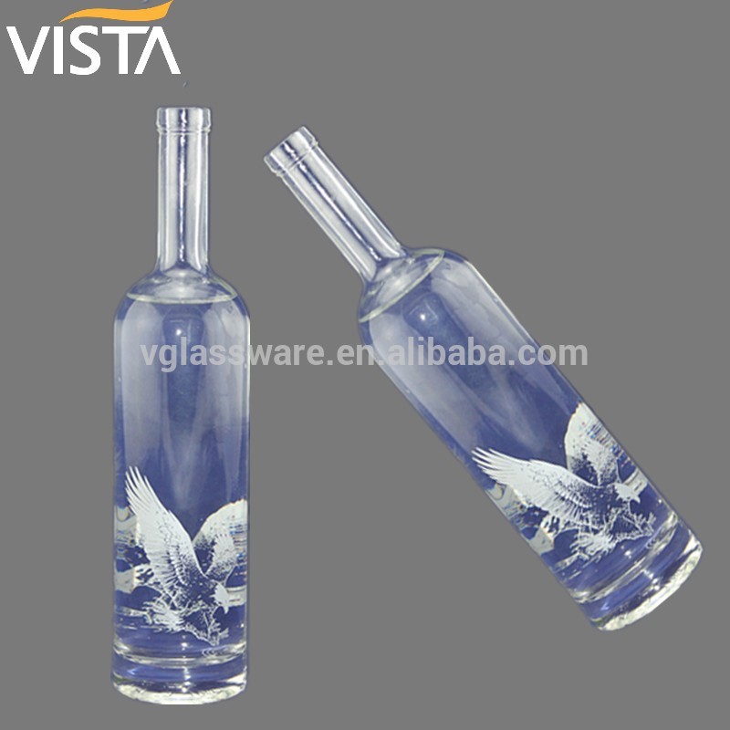 Empty 750ml cork top vodka glass bottles