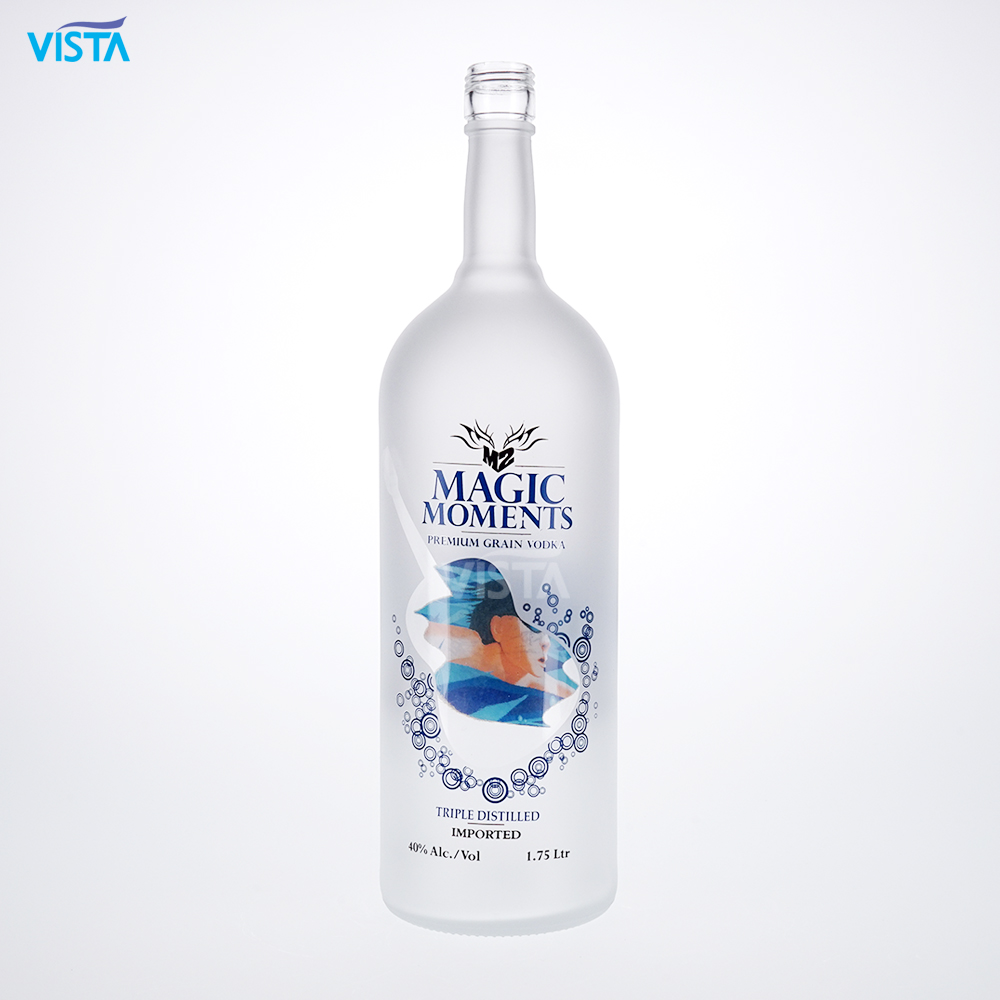 Empty 750ml cork top vodka glass bottles