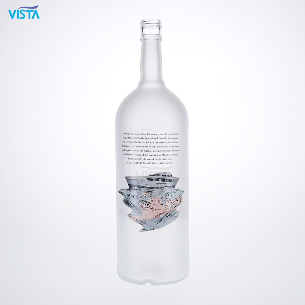 Empty 750ml cork top vodka glass bottles