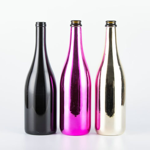 Empty 750ml glass wine champagne bottles electroplated gold whiskey vodka glass bottle