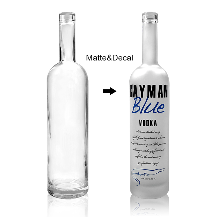 Empty 750ml grey goose frosted glass vodka bottle