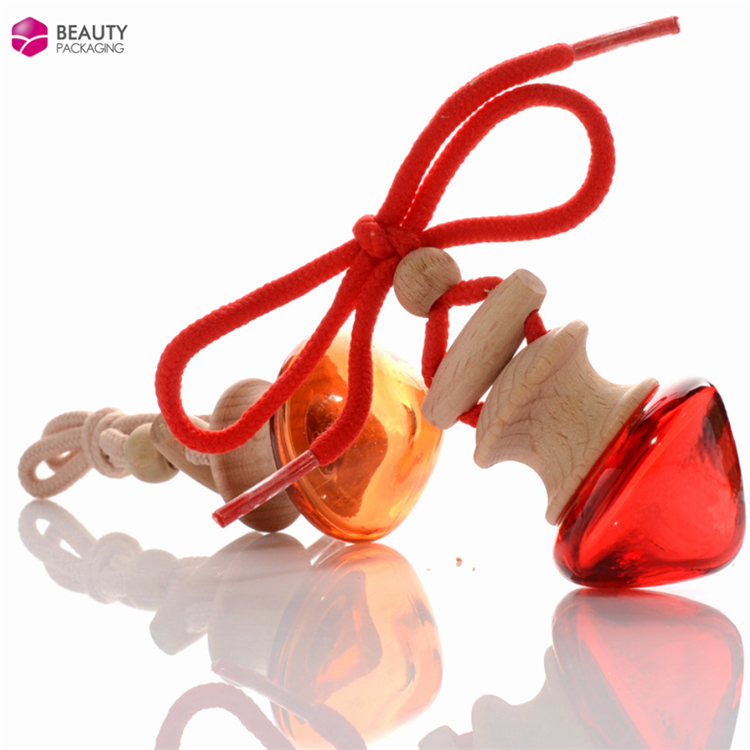 Empty 7ml Hanging Car Air Freshener Perfume Diffuser Glass Bottle with Wooden Cap Screen Printing Personal Care Carton Box