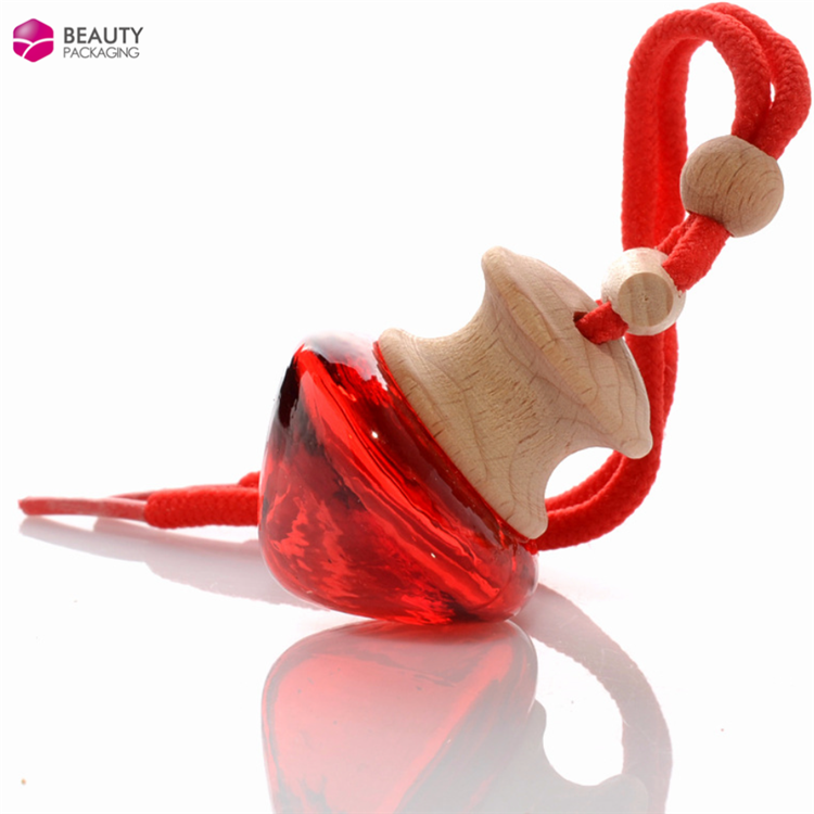 Empty 7ml Hanging Car Air Freshener Perfume Diffuser Glass Bottle with Wooden Cap Screen Printing Personal Care Carton Box