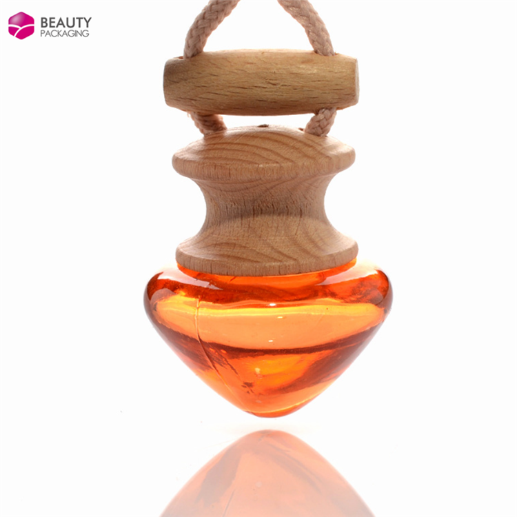 Empty 7ml Hanging Car Air Freshener Perfume Diffuser Glass Bottle with Wooden Cap Screen Printing Personal Care Carton Box