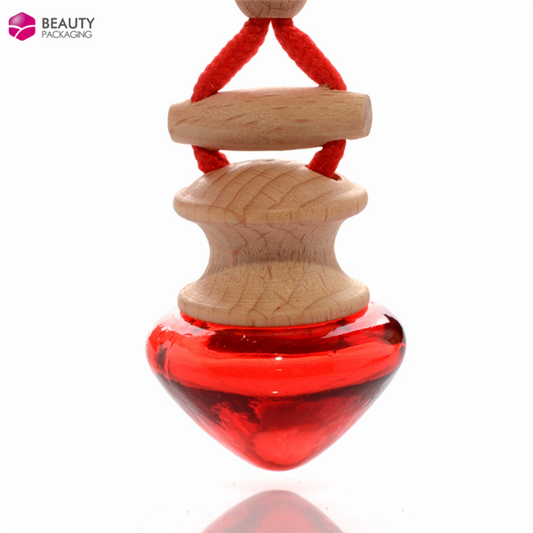 Empty 7ml Hanging Car Air Freshener Perfume Diffuser Glass Bottle with Wooden Cap Screen Printing Personal Care Carton Box