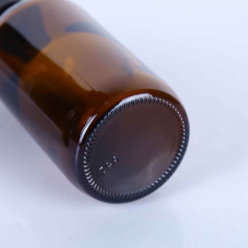 Empty 8oz 250ml Boston Round Amber Glass Bottle Essential Oil Bottle With Plastic Caps