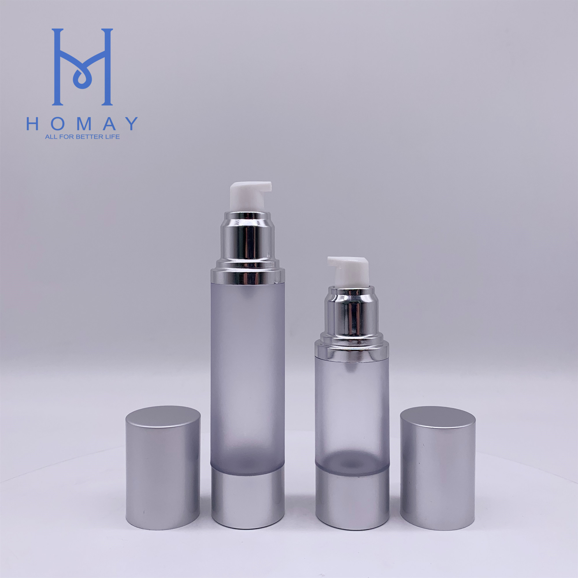 Empty ABS Airless Bottle 20ml 30ml 50ml Clear Frost Lotion Plastic Bottle For Cosmetic Packing