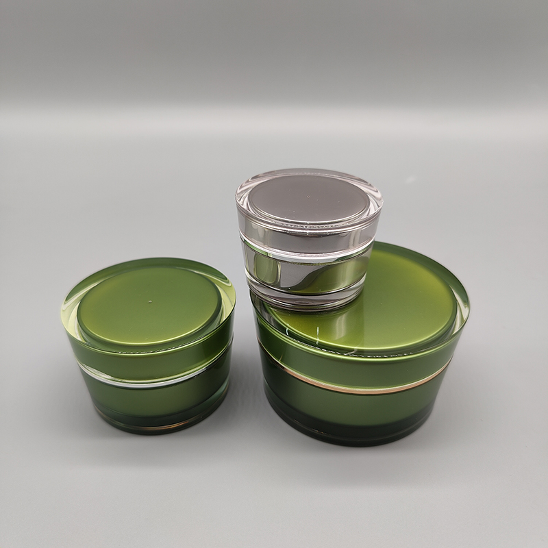 Empty Acrylic Cosmetic Packaging Face Cream Jar 50ml Green Cosmetic Jar