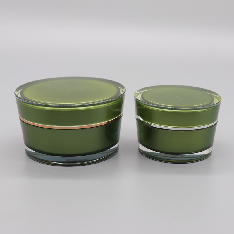 Empty Acrylic Cosmetic Packaging Face Cream Jar 50ml Green Cosmetic Jar