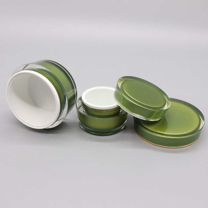 Empty Acrylic Cosmetic Packaging Face Cream Jar 50ml Green Cosmetic Jar