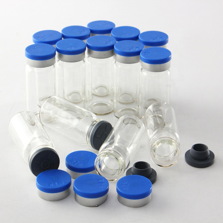 Empty Amber 10ml clear glass bottle pharmaceutical tubular 10ml glass vial for injection with Rubber Stoppers Flip Tear off Caps
