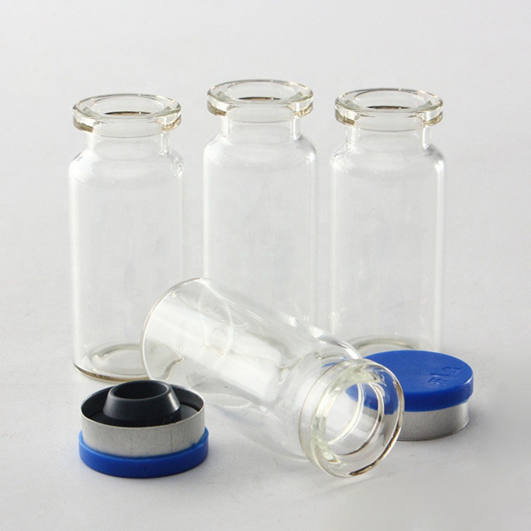 Empty Amber 10ml clear glass bottle pharmaceutical tubular 10ml glass vial for injection with Rubber Stoppers Flip Tear off Caps