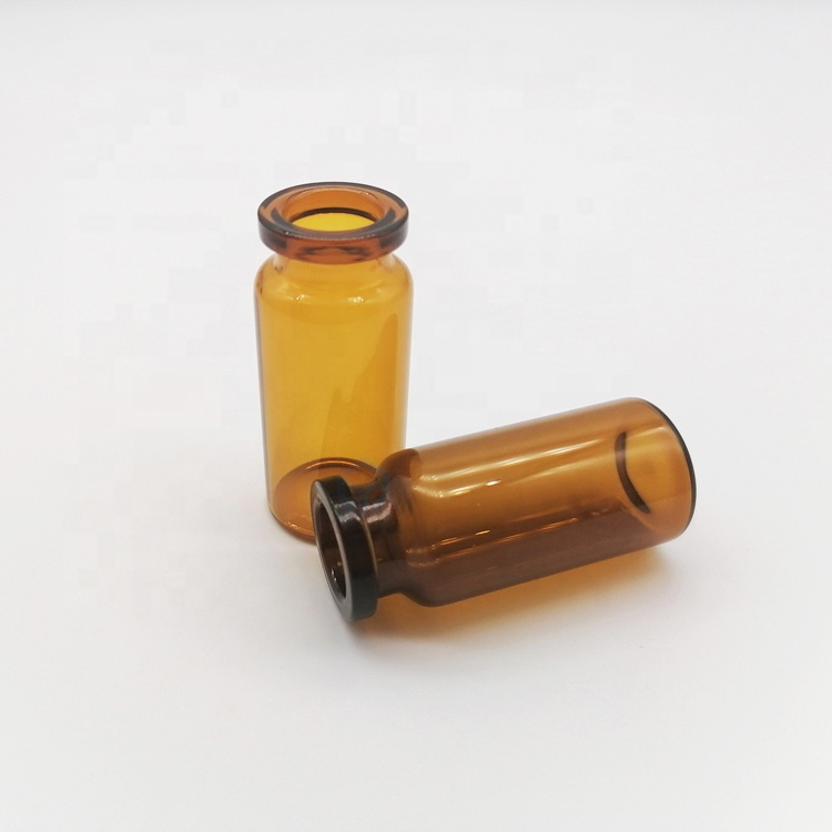 Empty Amber 10ml clear glass bottle pharmaceutical tubular 10ml glass vial for injection with Rubber Stoppers Flip Tear off Caps