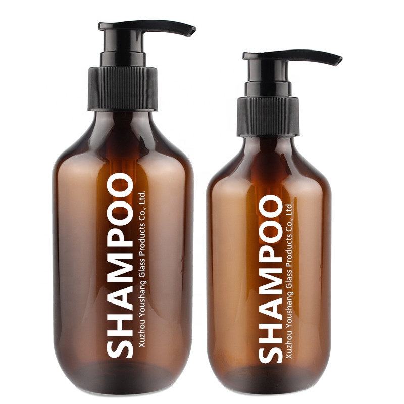 Empty Amber 500ml PET Hand Wash Sanitizer Bottles With Pump  Hair Oil And Shamboo Plastic Packaging Bottle Custom Logo