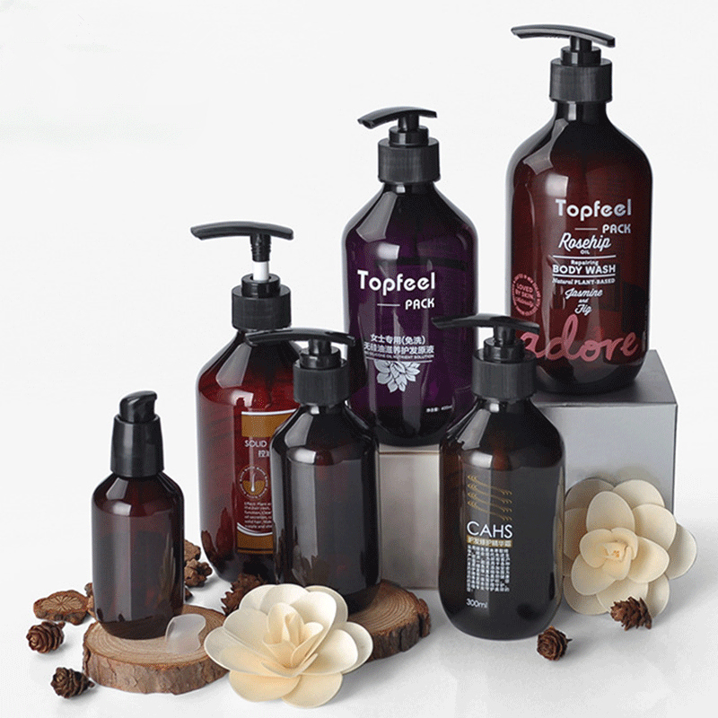 Empty Amber 500ml PET Hand Wash Sanitizer Bottles With Pump Hair Oil And Shamboo Plastic Packaging Bottle Custom Logo