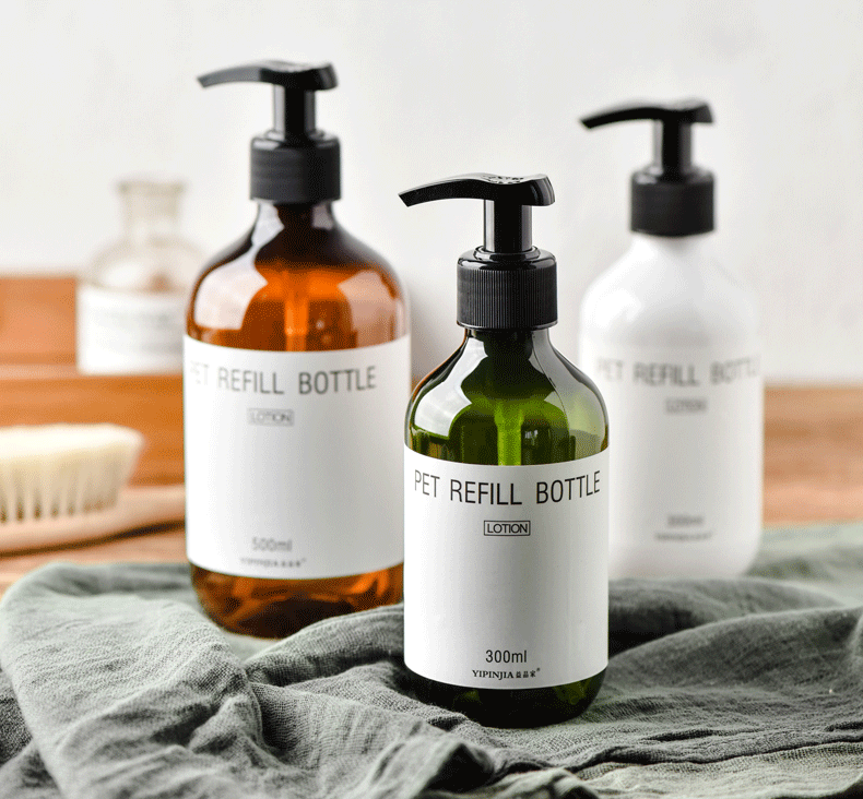 Empty Amber 500ml PET Hand Wash Sanitizer Bottles With Pump Hair Oil And Shamboo Plastic Packaging Bottle Custom Logo