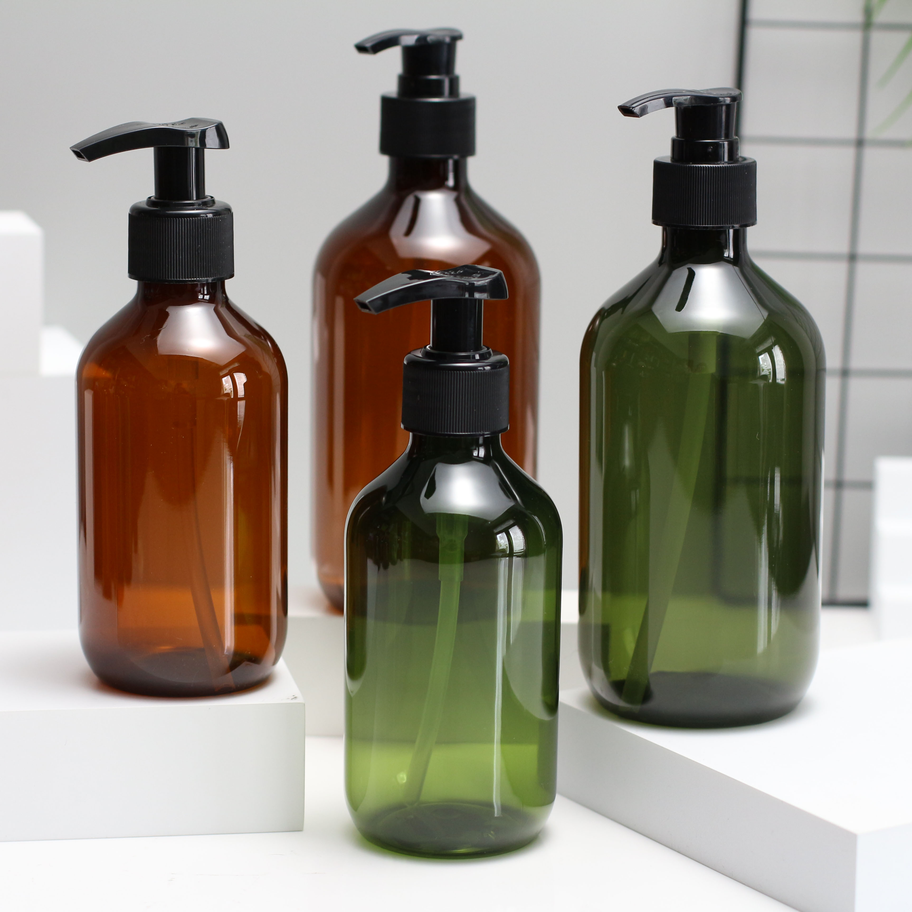 Empty Amber 500ml PET Hand Wash Sanitizer Bottles With Pump Hair Oil And Shamboo Plastic Packaging Bottle Custom Logo