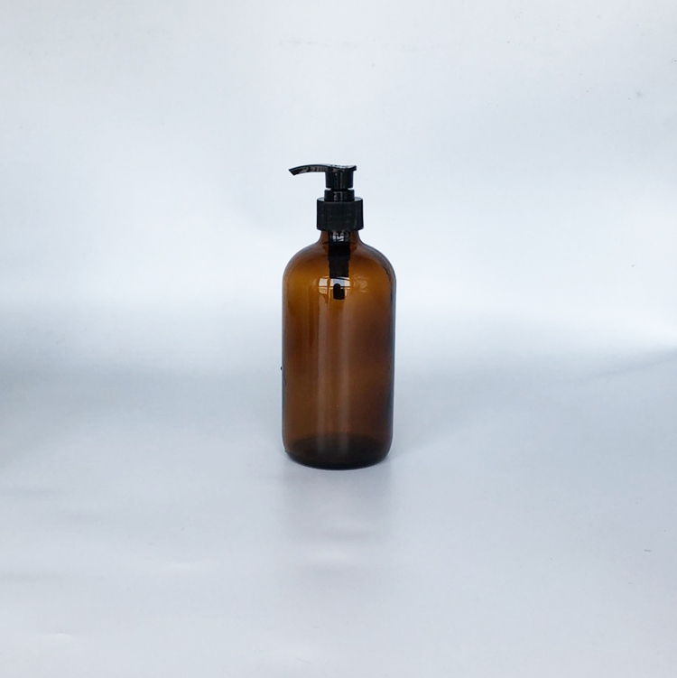 Empty Amber Blue Body Lotion Glass Hand Sanitizer Bottle Fancy 250Ml 500Ml Soap Shampoo Pump Round Glass Bottle