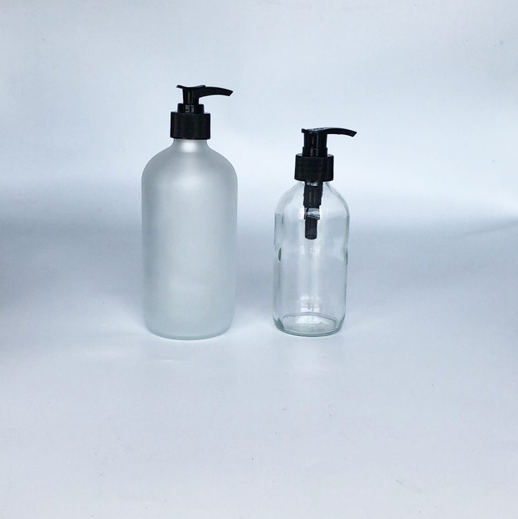 Empty Amber Blue Body Lotion Glass Hand Sanitizer Bottle Fancy 250Ml 500Ml Soap Shampoo Pump Round Glass Bottle