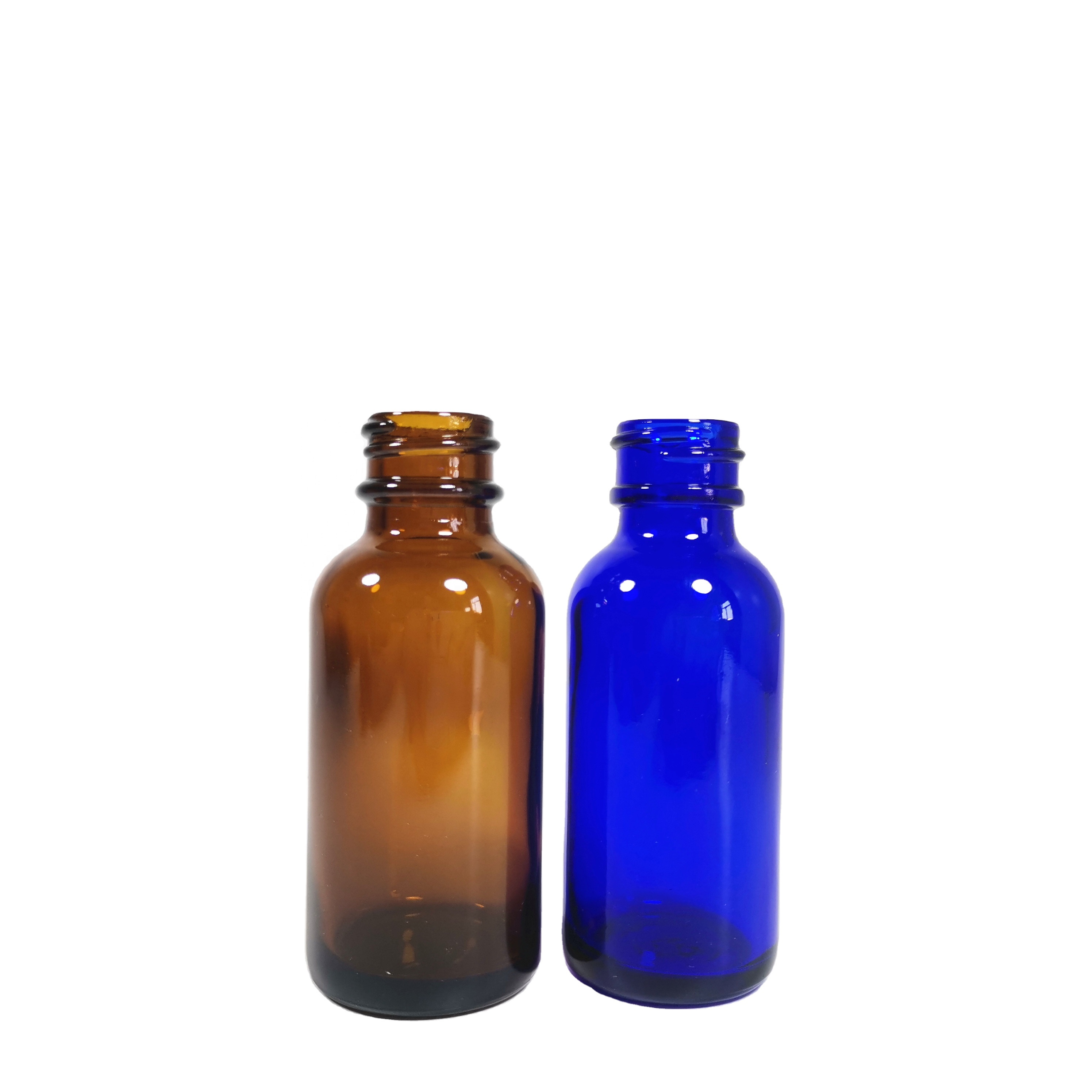 Empty Amber Blue Round 30ml Mini cosmetic essential oil glass bottle with dropper