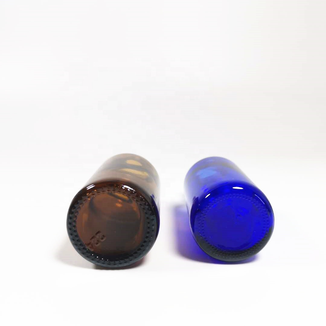 Empty Amber Blue Round 30ml Mini cosmetic essential oil glass bottle with dropper