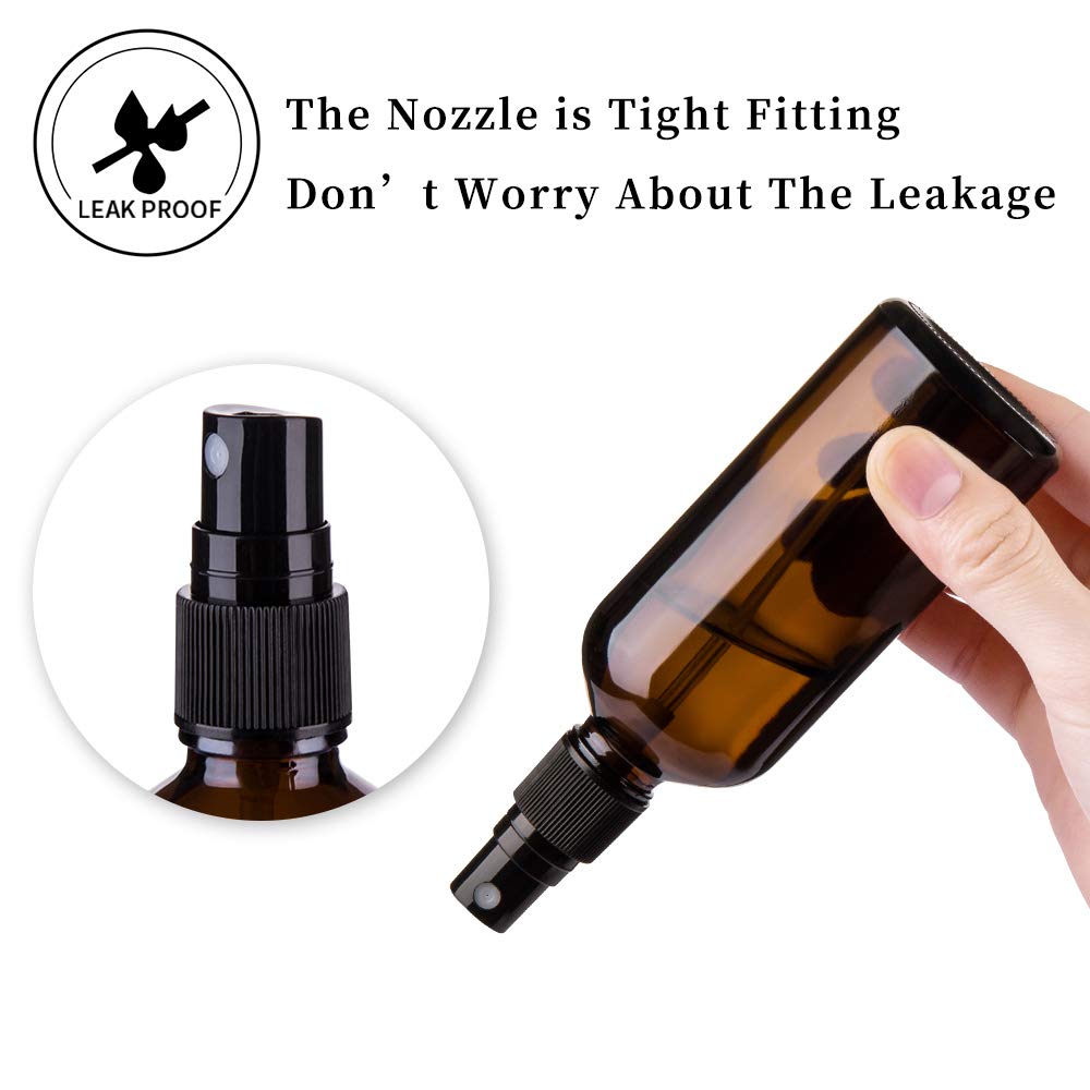 Empty Amber Boston Glass Spray Bottle With Refillable Atomizer 30ml 60ml 120ml 250ml 500ml