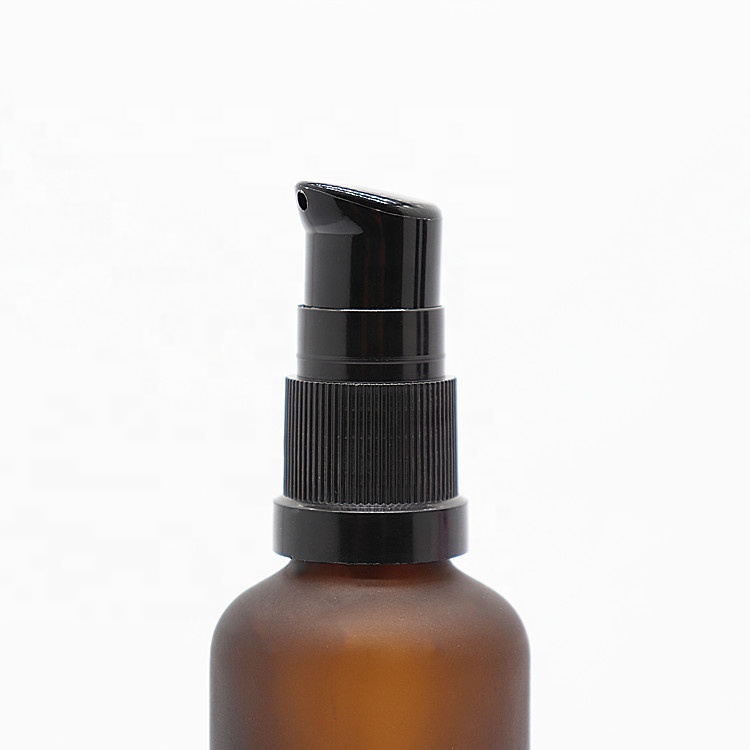 Empty Amber Brown Glass Bottle Essential oil Glass Bottle With Black Plastic Pump Cap For Cosmetic Packing Eliquid