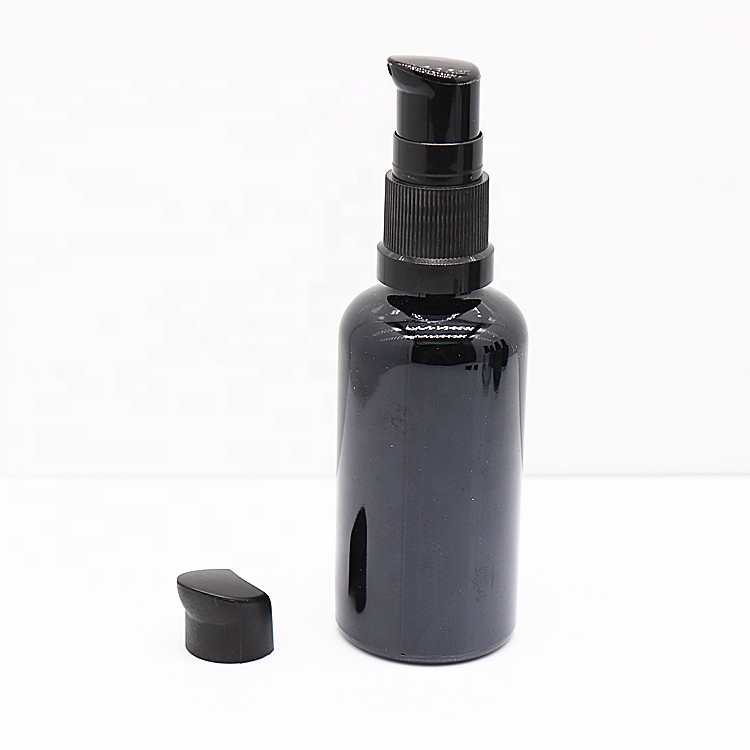Empty Amber Brown Glass Bottle Essential oil Glass Bottle With Black Plastic Pump Cap For Cosmetic Packing Eliquid