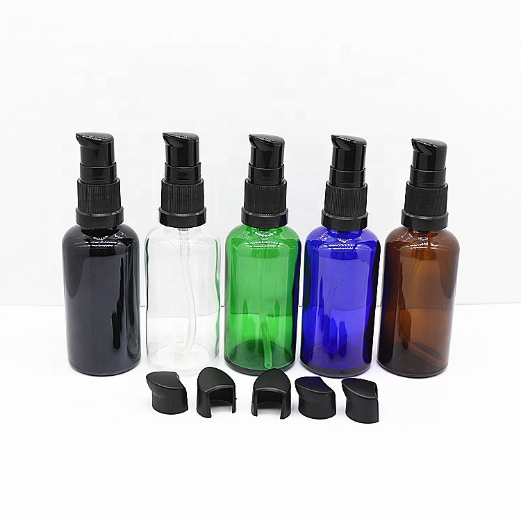 Empty Amber Brown Glass Bottle Essential oil Glass Bottle With Black Plastic Pump Cap For Cosmetic Packing Eliquid