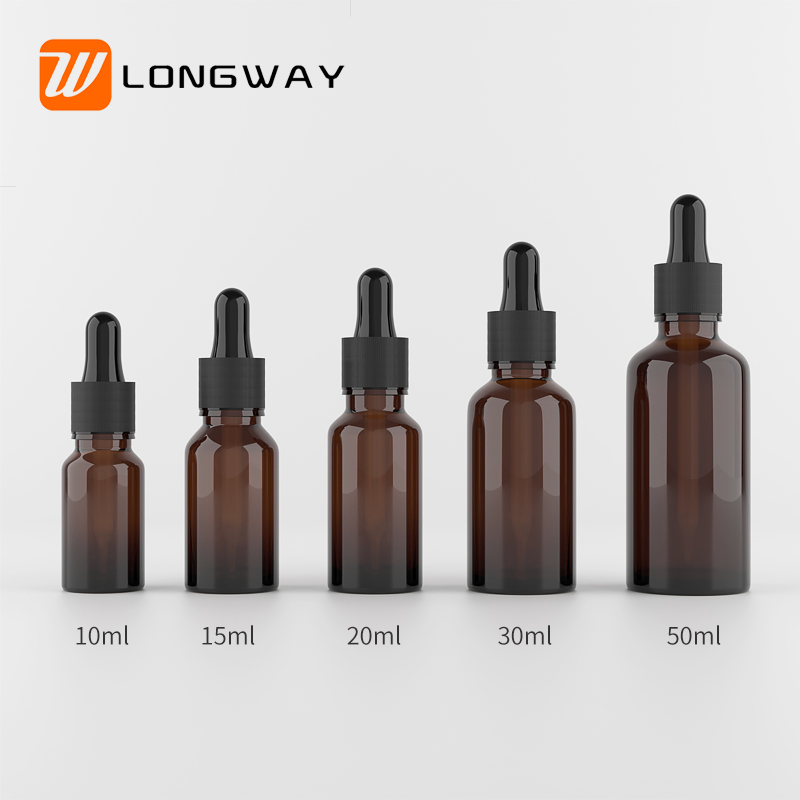 Empty Amber Cosmetic Oil Dropper Glass Bottle 10ml for Attar Essential Oil and Hair Oil Container Packaging