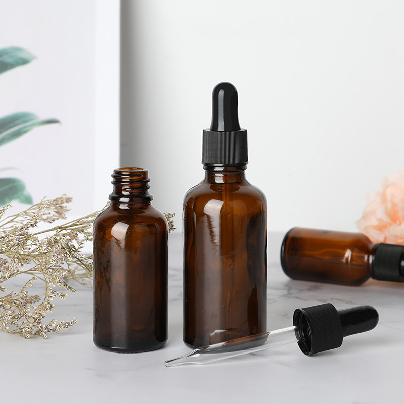 Empty Amber Cosmetic Oil Dropper Glass Bottle 10ml for Attar Essential Oil and Hair Oil Container Packaging