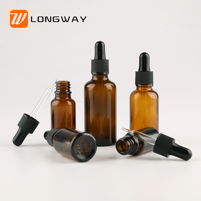 Empty Amber Cosmetic Oil Dropper Glass Bottle 10ml for Attar Essential Oil and Hair Oil Container Packaging