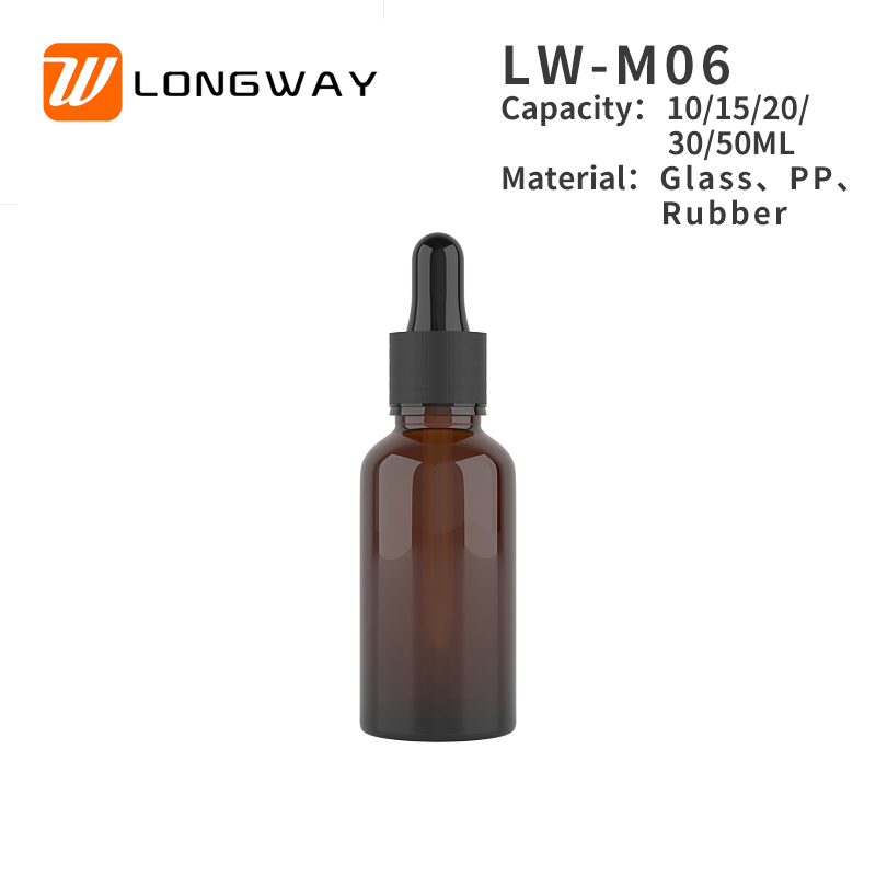 Empty Amber Cosmetic Oil Dropper Glass Bottle 10ml for Attar Essential Oil and Hair Oil Container Packaging