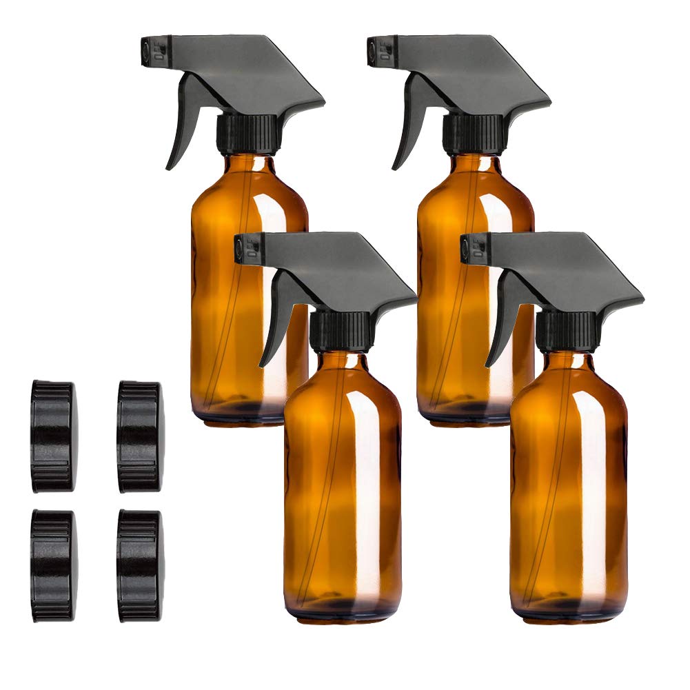Empty Amber Glass Spray Bottle Refillable Container for Essential Oils/Cleaning Products