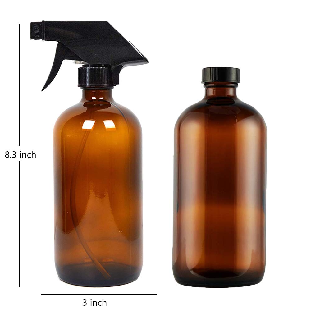 Empty Amber Glass Spray Bottle Refillable Container for Essential Oils/Cleaning Products