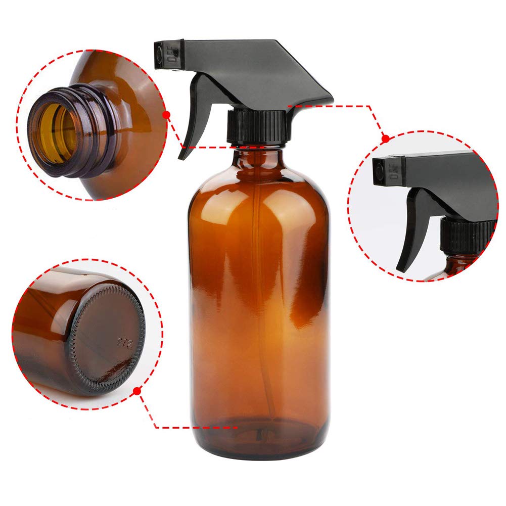 Empty Amber Glass Spray Bottle Refillable Container for Essential Oils/Cleaning Products