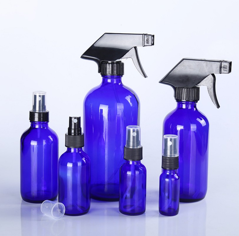 Empty Amber Glass Spray Bottles with Labels 8oz 16oz Refillable Container for Essential Oils, Cleaning Products, or Aroma