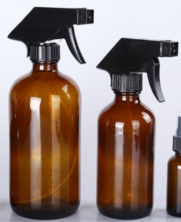 Empty Amber Glass Spray Bottles with Labels 8oz 16oz Refillable Container for Essential Oils, Cleaning Products, or Aroma