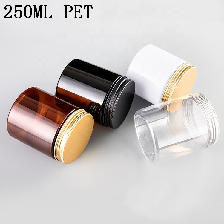Empty Amber PET Cream Jar 30ml 50ml 80ml 100ml 200ml 250ml Plastic Cosmetic Jar With Lid