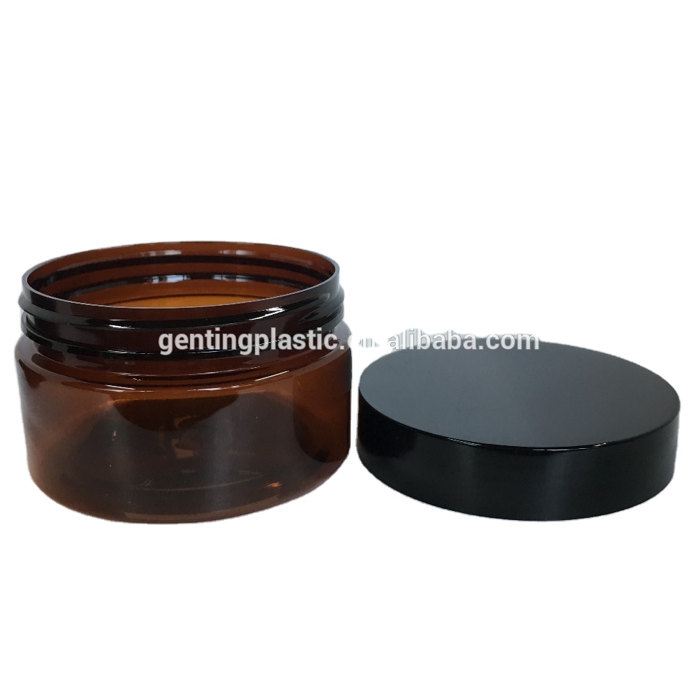 Empty Amber PET plastic jar Wide mouth cosmetic jar 100ml