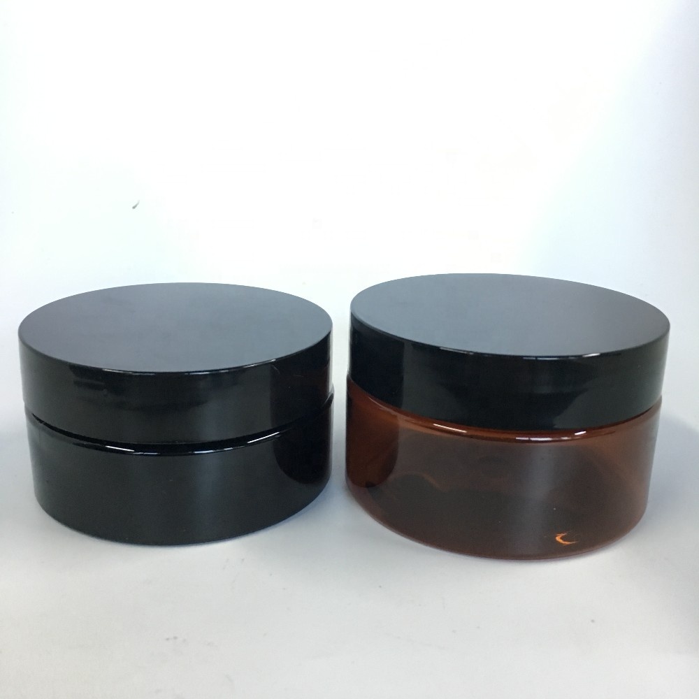 Empty Amber PET plastic jar Wide mouth cosmetic jar 100ml