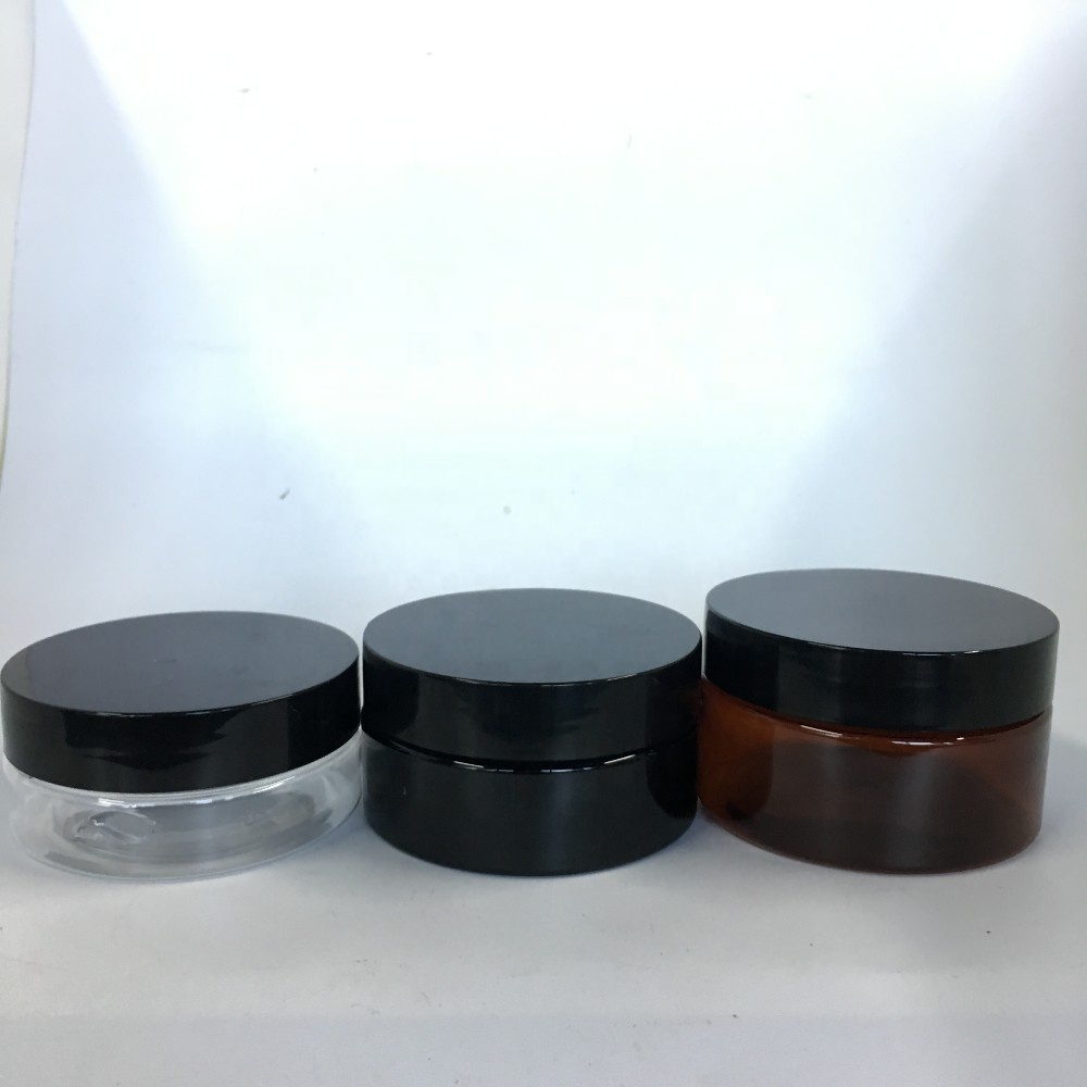 Empty Amber PET plastic jar Wide mouth cosmetic jar 100ml
