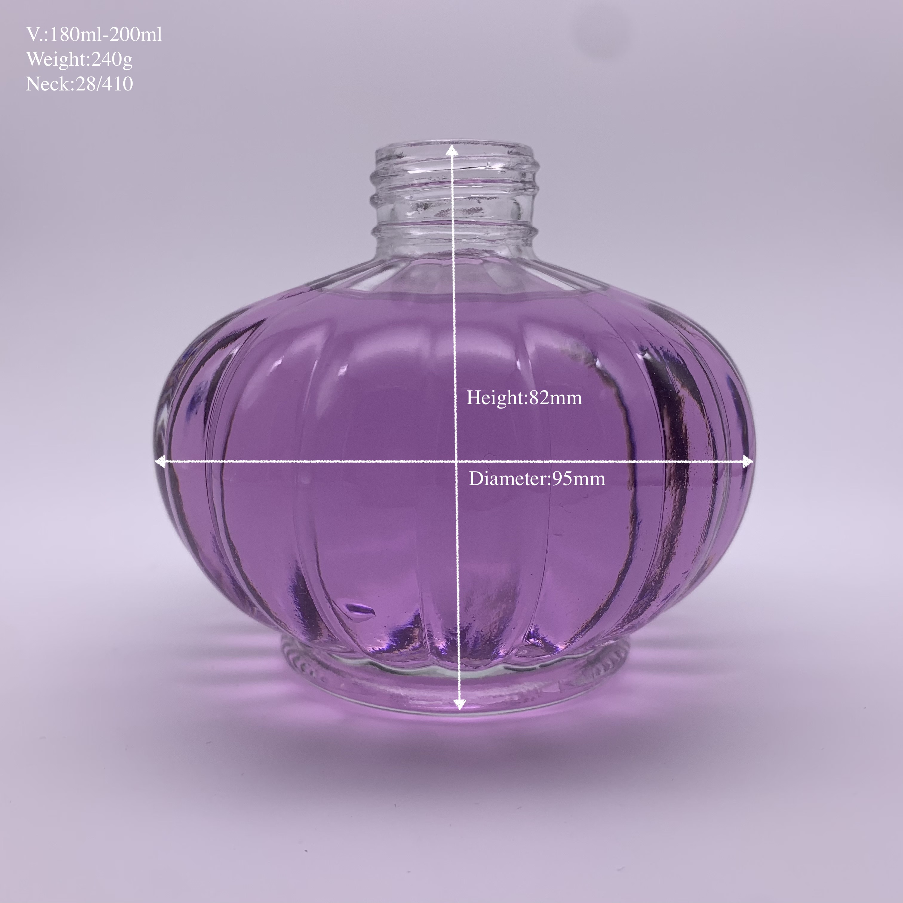 Empty Big Belly Glass Recycled Home Reed Luxury Screw Neck Diffuser Bottle 180ml