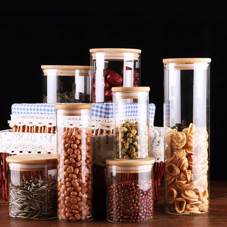 Empty Big Clear Bottles Borosilicate Cookie Coffee Food Storage 4 Oz Blown Bottle Glass Jar