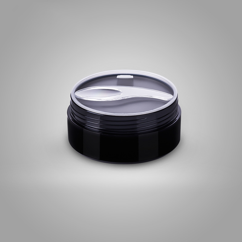 Empty Black 100g Cosmetic Facial Cream Skincare Product Packaging Round Plastic Jar with Spoon