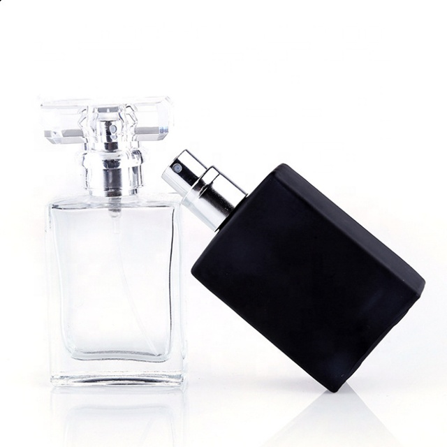 Empty Black/Clear Perfume Bottle 30ml 50ml Square Shape Car Perfume Bottle 50ml